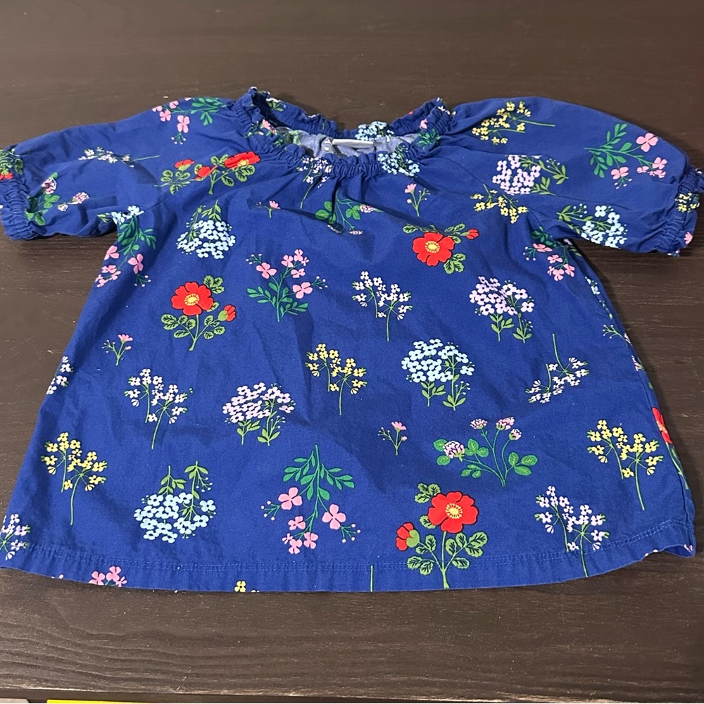 Hanna Andersson Girls Floral Blouse Peasant Boho Colorful 90 3T